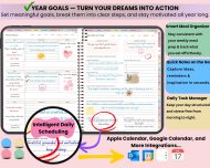 All-In-One Digital Planner 2025, 2026, 2027, Goodnotes Planner, Daily Weekly Monthly Organizer, Hyperlinked Digital Notebook, Notability - Image 4