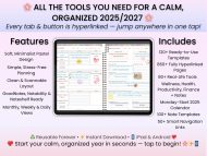 All-In-One Digital Planner 2025 2026 2027 Undated, Daily Weekly Monthly Goodnotes iPad Planner With Hyperlinks, Calendar, Journal Templates - Image 3