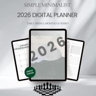 Minimalist ADHD Digital Planner 2026, Simple Hyperlinked Daily, Weekly & Monthly Planner PDF, iPad GoodNotes Focus Organizer, 2026 Portrait