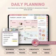 All-In-One Digital Planner 2026 Undated, Daily Weekly Monthly iPad GoodNotes Planner, Hyperlinked ADHD-Friendly Goal Setter, Cloud Dancer - Image 2