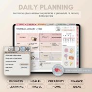 All-In-One Digital Planner 2026, iPad GoodNotes Planner, Daily Weekly Monthly Hyperlinked ADHD-Friendly Life Planner, Fitness Planner, Goal - Image 2