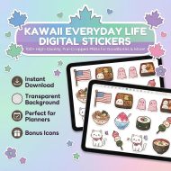 Everyday Life Digital Stickers for Planners, 100 Kawaii Stickers for GoodNotes, Daily Life & Aesthetic Planner Stickers (Instant Download) - Image 5