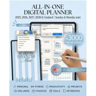 All-In-One Digital Planner, Digital Calendar, iPad ADHD Friendly, GoodNotes Planner, Daily Weekly Monthly Yearly Planner, Hyperlinked, Task