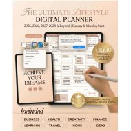 All-In-One Digital Planner 2026 2027 2028, iPad GoodNotes Planner, Daily Weekly Monthly Hyperlinked ADHD Friendly Planner, ADHD Friendly