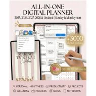 All-In-One Life Digital Planner 2025 2026 2027, Aesthetic iPad GoodNotes Planner, Hyperlinked Daily Weekly Monthly Planner, ADHD Friendly