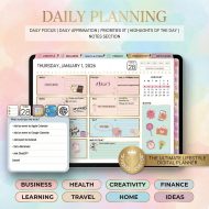 All-in-one Digital Planner 2026, Hyperlinked Trackers For GoodNotes, iPad Digital Download, Calendar, Task & Goal Tracker, Journal Notes - Image 3