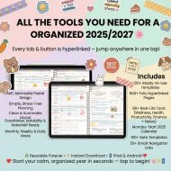 Hyperlinked All-in-one Digital Planner, 2026 ADHD Organizer, GoodNotes Digital Download, iPad Compatible, Monthly Calendar, Cute Stickers - Image 3