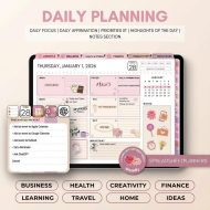 iPad Digital Planner 2026, Hyperlinked All-in-One, ADHD Friendly, Calendar, Daily Weekly Monthly, Goodnotes, Digital Download, Goal Setter - Image 2