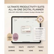 All-In-One Digital Planner 2026, iPad GoodNotes Planner, Daily Weekly Monthly Hyperlinked ADHD-Friendly Life Planner, Fitness Planner, Goal