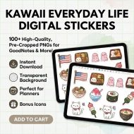 Everyday Life Digital Stickers for Planners, 100 Kawaii Stickers for GoodNotes, Daily Life & Aesthetic Planner Stickers (Instant Download)